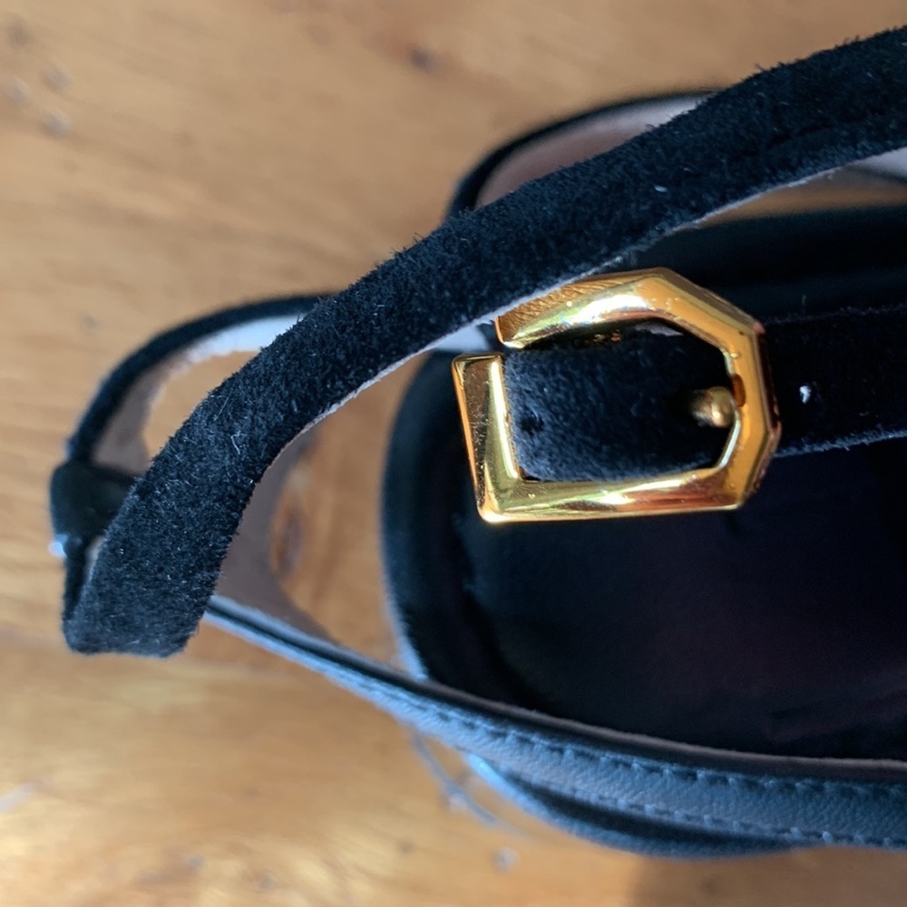 Louise Et Cie BIMO Black Platform Asymmetrical Flatform Straps Wedge Sandals 8 M - Picture 9 of 12